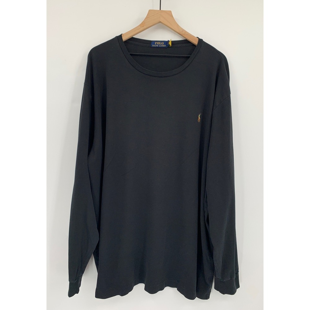 Polo Ralph Lauren Shirt Mens 3XLT TALL Black Long Sleeve T-Shirt Pony Logo